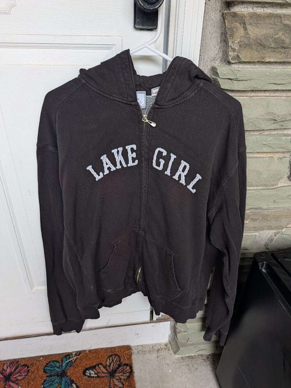 Lake Girl Black Zip-Up Hoodie Jacket - Women's XL
